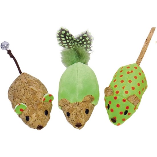 Nobby Plush Mice with Catnip, Green, 12 cm, 1 Pack (1 x 3 Pieces) Nobby Plush Mice with Catnip, Green, 12 cm, 1 Pack (1 x 3 Pieces)