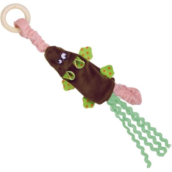 Nobby Plush Mouse Elastic with Wooden Ring Green 29.5 cm Pack of 1 Nobby Plush Mouse Elastic with Wooden Ring Green 29.5 cm Pack of 1