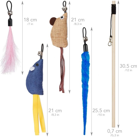 PRETTY KITTY Vegan Cat Toy Set: Large 15 Pieces Cat Toy Set with Cat Fishing Feathers and Catnip Toy Cat PRETTY KITTY Vegan Cat Toy Set: Large 15 Pieces Cat Toy Set with Cat Fishing Feathers and Catnip Toy Cat