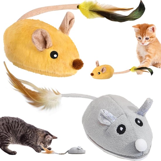 Pack of 2 Cat Toy Self-Employment Electric Mouse for Cats, Interactive Cat Toy Mouse with Feather Tail, USB Rechargeable Toy for Cats Pack of 2 Cat Toy Self-Employment Electric Mouse for Cats, Interactive Cat Toy Mouse with Feather Tail, USB Rechargeable Toy for Cats