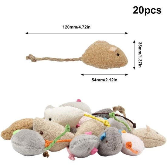 Pack of 20 Cat Toy Mouse Plush Mouse Kitten Toy Catnip Toy Interactive Cat Toy Toy Mice for Cats and Kittens (10 Colours) Pack of 20 Cat Toy Mouse Plush Mouse Kitten Toy Catnip Toy Interactive Cat Toy Toy Mice for Cats and Kittens (10 Colours)