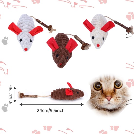 Pack of 3 Cat Toy Mouse, Toy Mice for Cats, Catnip Toy for Cat, Chew Toy, Mouse Toy Cushion with Matatabi Stick that Cats Enthusiasts, Cat Toy Natural Cat Toys Pack of 3 Cat Toy Mouse, Toy Mice for Cats, Catnip Toy for Cat, Chew Toy, Mouse Toy Cushion with Matatabi Stick that Cats Enthusiasts, Cat Toy Natural Cat Toys