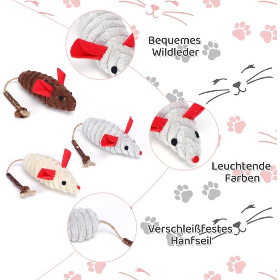 Pack of 3 Cat Toy Mouse, Toy Mice for Cats, Catnip Toy for Cat, Chew Toy, Mouse Toy Cushion with Matatabi Stick that Cats Enthusiasts, Cat Toy Natural Cat Toys Pack of 3 Cat Toy Mouse, Toy Mice for Cats, Catnip Toy for Cat, Chew Toy, Mouse Toy Cushion with Matatabi Stick that Cats Enthusiasts, Cat Toy Natural Cat Toys