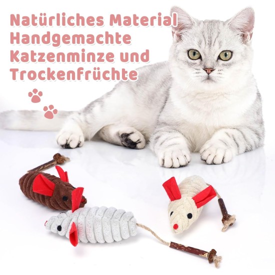 Pack of 3 Cat Toy Mouse, Toy Mice for Cats, Catnip Toy for Cat, Chew Toy, Mouse Toy Cushion with Matatabi Stick that Cats Enthusiasts, Cat Toy Natural Cat Toys Pack of 3 Cat Toy Mouse, Toy Mice for Cats, Catnip Toy for Cat, Chew Toy, Mouse Toy Cushion with Matatabi Stick that Cats Enthusiasts, Cat Toy Natural Cat Toys