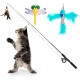 Pawaboo Interactive Cat Toy, Retractable Cat Fishing Rod with 3 Replacement Fishing Lures Made of Feathers and Bells, Adjustable Line Length, Feather Teaser for Cats Kittens Fun Pawaboo Interactive Cat Toy, Retractable Cat Fishing Rod with 3 Replacement Fishing Lures Made of Feathers and Bells, Adjustable Line Length, Feather Teaser for Cats Kittens Fun