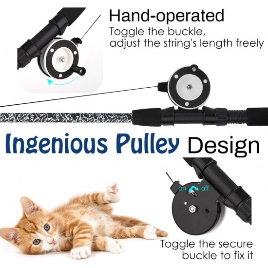 Pawaboo Interactive Cat Toy, Retractable Cat Fishing Rod with 3 Replacement Fishing Lures Made of Feathers and Bells, Adjustable Line Length, Feather Teaser for Cats Kittens Fun Pawaboo Interactive Cat Toy, Retractable Cat Fishing Rod with 3 Replacement Fishing Lures Made of Feathers and Bells, Adjustable Line Length, Feather Teaser for Cats Kittens Fun