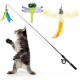 Pawaboo Interactive Cat Toy, Retractable Cat Fishing Rod with 3 Replacement Fishing Lures Made of Feathers and Bells, Adjustable Line Length, Feather Teaser for Cats Kittens Fun Pawaboo Interactive Cat Toy, Retractable Cat Fishing Rod with 3 Replacement Fishing Lures Made of Feathers and Bells, Adjustable Line Length, Feather Teaser for Cats Kittens Fun