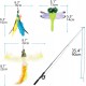 Pawaboo Interactive Cat Toy, Retractable Cat Fishing Rod with 3 Replacement Fishing Lures Made of Feathers and Bells, Adjustable Line Length, Feather Teaser for Cats Kittens Fun Pawaboo Interactive Cat Toy, Retractable Cat Fishing Rod with 3 Replacement Fishing Lures Made of Feathers and Bells, Adjustable Line Length, Feather Teaser for Cats Kittens Fun