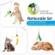Pawaboo Interactive Cat Toy, Retractable Cat Fishing Rod with 3 Replacement Fishing Lures Made of Feathers and Bells, Adjustable Line Length, Feather Teaser for Cats Kittens Fun Pawaboo Interactive Cat Toy, Retractable Cat Fishing Rod with 3 Replacement Fishing Lures Made of Feathers and Bells, Adjustable Line Length, Feather Teaser for Cats Kittens Fun