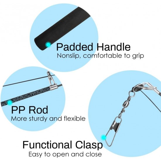 Pawaboo Interactive Cat Toy, Retractable Cat Fishing Rod with 3 Replacement Fishing Lures Made of Feathers and Bells, Adjustable Line Length, Feather Teaser for Cats Kittens Fun Pawaboo Interactive Cat Toy, Retractable Cat Fishing Rod with 3 Replacement Fishing Lures Made of Feathers and Bells, Adjustable Line Length, Feather Teaser for Cats Kittens Fun