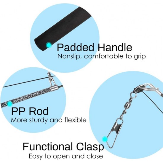 Pawaboo Interactive Cat Toy, Retractable Cat Fishing Rod with 3 Replacement Fishing Lures Made of Feathers and Bells, Adjustable Line Length, Feather Teaser for Cats Kittens Fun Pawaboo Interactive Cat Toy, Retractable Cat Fishing Rod with 3 Replacement Fishing Lures Made of Feathers and Bells, Adjustable Line Length, Feather Teaser for Cats Kittens Fun