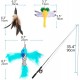 Pawaboo Interactive Cat Toy, Retractable Cat Fishing Rod with 3 Replacement Fishing Lures Made of Feathers and Bells, Adjustable Line Length, Feather Teaser for Cats Kittens Fun Pawaboo Interactive Cat Toy, Retractable Cat Fishing Rod with 3 Replacement Fishing Lures Made of Feathers and Bells, Adjustable Line Length, Feather Teaser for Cats Kittens Fun