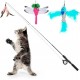 Pawaboo Interactive Cat Toy, Retractable Cat Fishing Rod with 3 Replacement Fishing Lures Made of Feathers and Bells, Adjustable Line Length, Feather Teaser for Cats Kittens Fun Pawaboo Interactive Cat Toy, Retractable Cat Fishing Rod with 3 Replacement Fishing Lures Made of Feathers and Bells, Adjustable Line Length, Feather Teaser for Cats Kittens Fun
