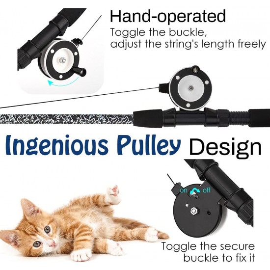Pawaboo Interactive Cat Toy, Retractable Cat Fishing Rod with 3 Replacement Fishing Lures Made of Feathers and Bells, Adjustable Line Length, Feather Teaser for Cats Kittens Fun Pawaboo Interactive Cat Toy, Retractable Cat Fishing Rod with 3 Replacement Fishing Lures Made of Feathers and Bells, Adjustable Line Length, Feather Teaser for Cats Kittens Fun