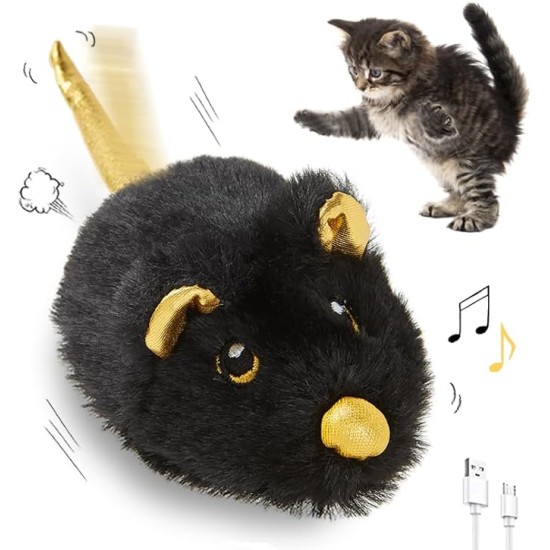 Pawsayes Interactive Cat Toy for Indoor Cats, Rechargeable Automatic Movable Mouse Cat Toy with Squeaky Sound, Intelligent Electric Mice Cat Toys Pawsayes Interactive Cat Toy for Indoor Cats, Rechargeable Automatic Movable Mouse Cat Toy with Squeaky Sound, Intelligent Electric Mice Cat Toys