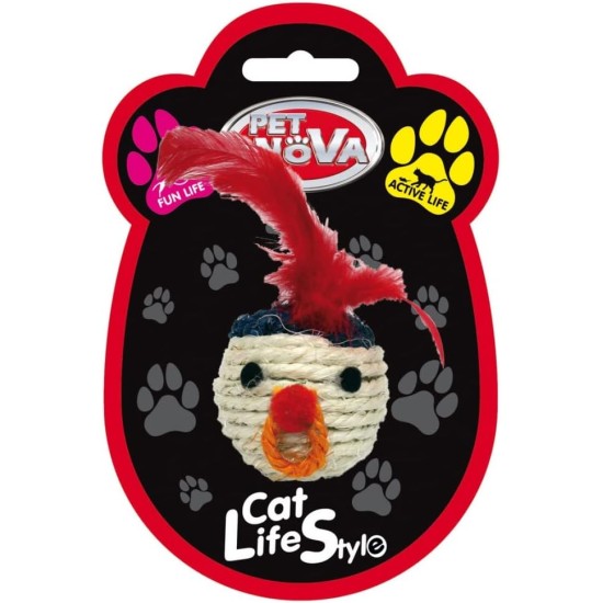 Pet Nova Cat Sisalhead 5 cm Sisal Head Cat Toy with Feathers Pet Nova Cat Sisalhead 5 cm Sisal Head Cat Toy with Feathers