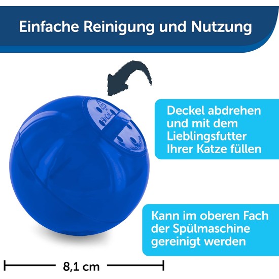 PetSafe SlimCat Food Ball, Snack Ball for Cats, for Playful Weight Control, 150 ml Dry Food, Blue PetSafe SlimCat Food Ball, Snack Ball for Cats, for Playful Weight Control, 150 ml Dry Food, Blue