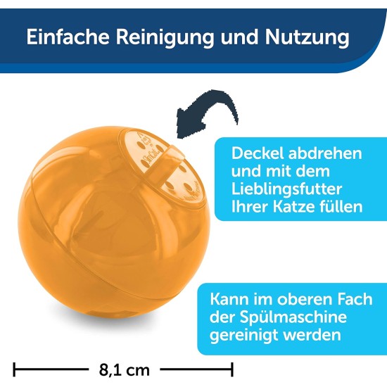 PetSafe SlimCat Food Ball, Snack Ball for Cats, for Playful Weight Control, 150 ml Dry Food, Blue PetSafe SlimCat Food Ball, Snack Ball for Cats, for Playful Weight Control, 150 ml Dry Food, Blue