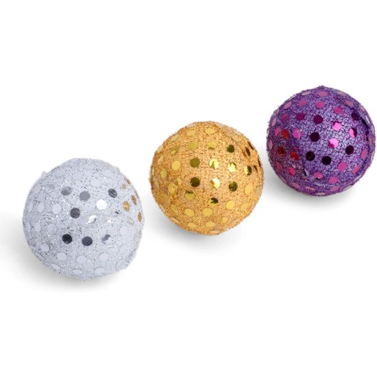 Petface Glitter Balls Cat Toy (Pack of 3) Petface Glitter Balls Cat Toy (Pack of 3)