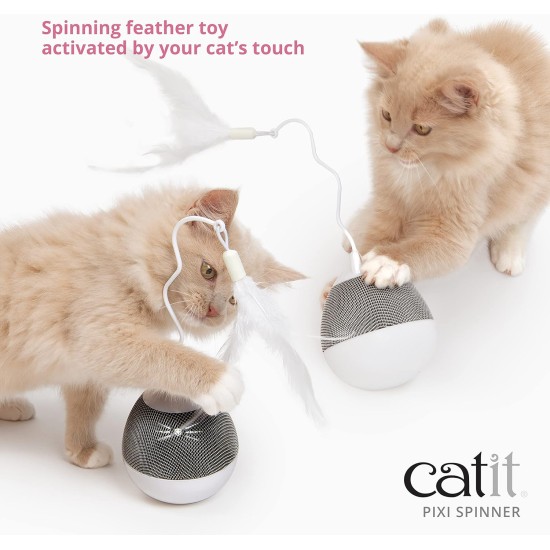 Pixi Spinner Treat Dispenser Snack Dispenser Interactive Cat Toy White & Blue Pixi Spinner Treat Dispenser Snack Dispenser Interactive Cat Toy White & Blue