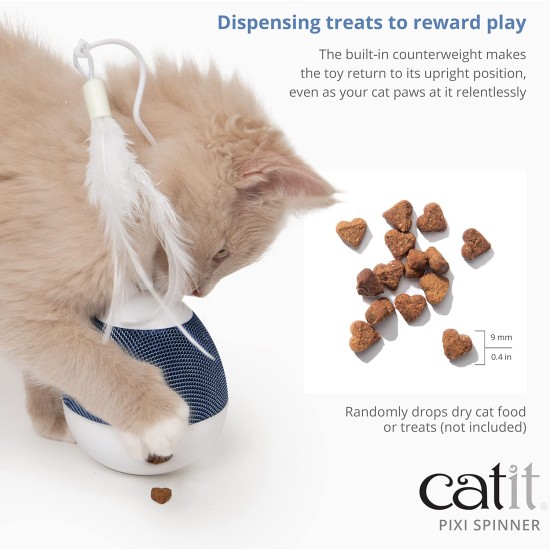 Pixi Spinner Treat Dispenser Snack Dispenser Interactive Cat Toy White & Blue Pixi Spinner Treat Dispenser Snack Dispenser Interactive Cat Toy White & Blue