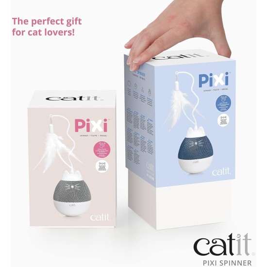 Pixi Spinner Treat Dispenser Snack Dispenser Interactive Cat Toy White & Blue Pixi Spinner Treat Dispenser Snack Dispenser Interactive Cat Toy White & Blue
