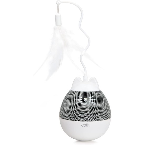 Pixi Spinner Treat Dispenser, Snack Dispenser, Interactive Toy for Cats, White & Grey Pixi Spinner Treat Dispenser, Snack Dispenser, Interactive Toy for Cats, White & Grey