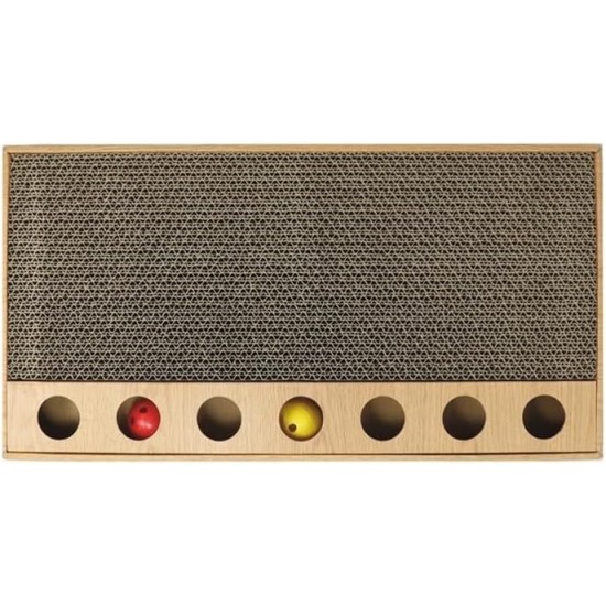 Record - Cardboard Cat Scratching Post with Catnip - Play with Colourful Balls - Rectangular Shape - Dimensions: 48 x 25 x 5 cm - Colour Havana - Psycho-Physical Wellbeing Record - Cardboard Cat Scratching Post with Catnip - Play with Colourful Balls - Rectangular Shape - Dimensions: 48 x 25 x 5 cm - Colour Havana - Psycho-Physical Wellbeing