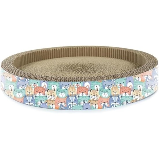 Record - Cardboard Cat Scratching Post with Catnip - Play with Colourful Balls - Rectangular Shape - Dimensions: 48 x 25 x 5 cm - Colour Havana - Psycho-Physical Wellbeing Record - Cardboard Cat Scratching Post with Catnip - Play with Colourful Balls - Rectangular Shape - Dimensions: 48 x 25 x 5 cm - Colour Havana - Psycho-Physical Wellbeing