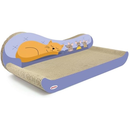 Record - Cardboard Cat Scratching Post with Catnip - Play with Colourful Balls - Rectangular Shape - Dimensions: 48 x 25 x 5 cm - Colour Havana - Psycho-Physical Wellbeing Record - Cardboard Cat Scratching Post with Catnip - Play with Colourful Balls - Rectangular Shape - Dimensions: 48 x 25 x 5 cm - Colour Havana - Psycho-Physical Wellbeing