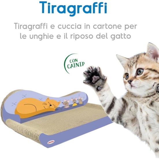 Record - Cardboard Cat Scratching Post with Catnip - Play with Colourful Balls - Rectangular Shape - Dimensions: 48 x 25 x 5 cm - Colour Havana - Psycho-Physical Wellbeing Record - Cardboard Cat Scratching Post with Catnip - Play with Colourful Balls - Rectangular Shape - Dimensions: 48 x 25 x 5 cm - Colour Havana - Psycho-Physical Wellbeing