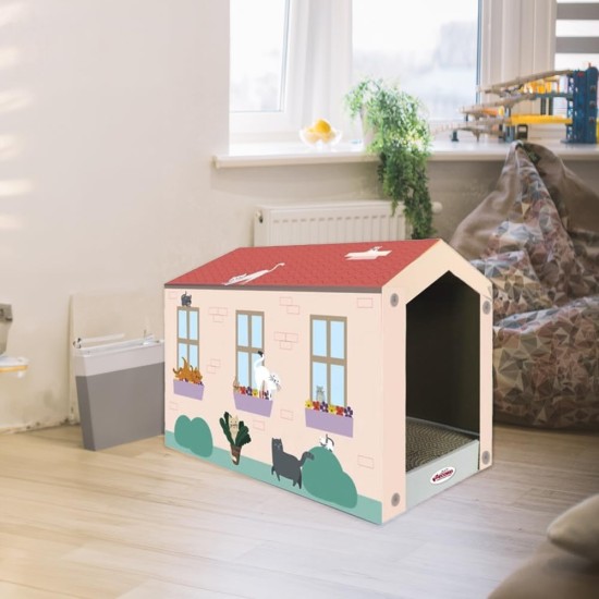 Record - Cardboard Cat Scratching Post with Catnip - Play with Colourful Balls - Rectangular Shape - Dimensions: 48 x 25 x 5 cm - Colour Havana - Psycho-Physical Wellbeing Record - Cardboard Cat Scratching Post with Catnip - Play with Colourful Balls - Rectangular Shape - Dimensions: 48 x 25 x 5 cm - Colour Havana - Psycho-Physical Wellbeing
