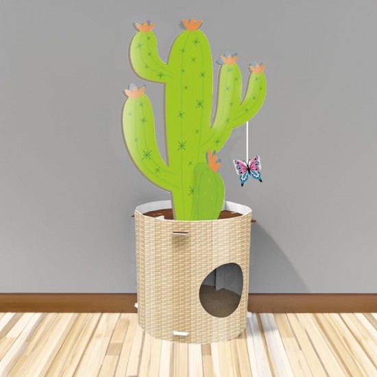 Record Cactus Cat Scratching Post 4-in-1 Function Cardboard Material with Catnip for Cats, Colour Havana, Size 35 x 90 cm Record Cactus Cat Scratching Post 4-in-1 Function Cardboard Material with Catnip for Cats, Colour Havana, Size 35 x 90 cm