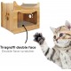 Record Cactus Cat Scratching Post 4-in-1 Function Cardboard Material with Catnip for Cats, Colour Havana, Size 35 x 90 cm
