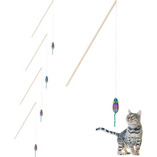 Relaxdays Cat Fishing Rod with Mouse, Set of 5, Interactive Cat Toy, 106 cm Long, Activity Cats & Kittens, Colourful Relaxdays Cat Fishing Rod with Mouse, Set of 5, Interactive Cat Toy, 106 cm Long, Activity Cats & Kittens, Colourful