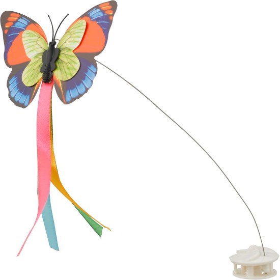 Relaxdays Cat Toy Butterfly and Ball, H x D: 33.5 x 22 cm, Interactive Cat Carousel, Cat Round 360°, White Relaxdays Cat Toy Butterfly and Ball, H x D: 33.5 x 22 cm, Interactive Cat Carousel, Cat Round 360°, White
