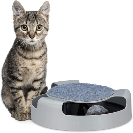 Relaxdays Cat Toy Cat Track with Toy Mouse Scratching Surface Activity Interactive H x D 7 x 25.5 cm Grey Relaxdays Cat Toy Cat Track with Toy Mouse Scratching Surface Activity Interactive H x D 7 x 25.5 cm Grey