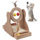 Relaxdays Scratching toy, cat board MDF and sisal, H x W x D: 30 x 17 x 30 cm, play wheel, balls and feathers, cat toy, natural