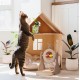 Relaxdays Scratching toy, cat board MDF and sisal, H x W x D: 30 x 17 x 30 cm, play wheel, balls and feathers, cat toy, natural