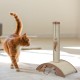 Relaxdays Scratching toy, cat board MDF and sisal, H x W x D: 30 x 17 x 30 cm, play wheel, balls and feathers, cat toy, natural