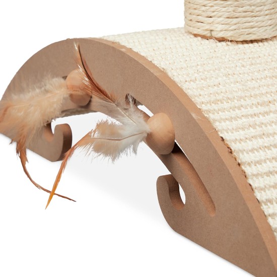 Relaxdays Scratching toy, cat board MDF and sisal, H x W x D: 30 x 17 x 30 cm, play wheel, balls and feathers, cat toy, natural Relaxdays Scratching toy, cat board MDF and sisal, H x W x D: 30 x 17 x 30 cm, play wheel, balls and feathers, cat toy, natural