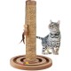 Relaxdays Scratching toy, cat board MDF and sisal, H x W x D: 30 x 17 x 30 cm, play wheel, balls and feathers, cat toy, natural