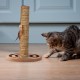 Relaxdays Scratching toy, cat board MDF and sisal, H x W x D: 30 x 17 x 30 cm, play wheel, balls and feathers, cat toy, natural