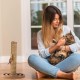 Relaxdays Scratching toy, cat board MDF and sisal, H x W x D: 30 x 17 x 30 cm, play wheel, balls and feathers, cat toy, natural