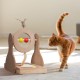 Relaxdays Scratching toy, cat board MDF and sisal, H x W x D: 30 x 17 x 30 cm, play wheel, balls and feathers, cat toy, natural