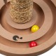 Relaxdays Scratching toy, cat board MDF and sisal, H x W x D: 30 x 17 x 30 cm, play wheel, balls and feathers, cat toy, natural