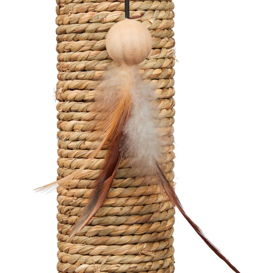 Relaxdays Scratching toy, cat board MDF and sisal, H x W x D: 30 x 17 x 30 cm, play wheel, balls and feathers, cat toy, natural Relaxdays Scratching toy, cat board MDF and sisal, H x W x D: 30 x 17 x 30 cm, play wheel, balls and feathers, cat toy, natural