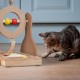 Relaxdays Scratching toy, cat board MDF and sisal, H x W x D: 30 x 17 x 30 cm, play wheel, balls and feathers, cat toy, natural