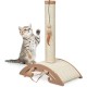Relaxdays Scratching toy, cat board MDF and sisal, H x W x D: 30 x 17 x 30 cm, play wheel, balls and feathers, cat toy, natural