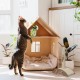 Relaxdays Scratching toy, cat board MDF and sisal, H x W x D: 30 x 17 x 30 cm, play wheel, balls and feathers, cat toy, natural